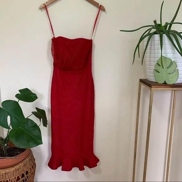 Michael Costello x Revolve Erika Dress in Red Lace sz XS - Picture 3 of 8